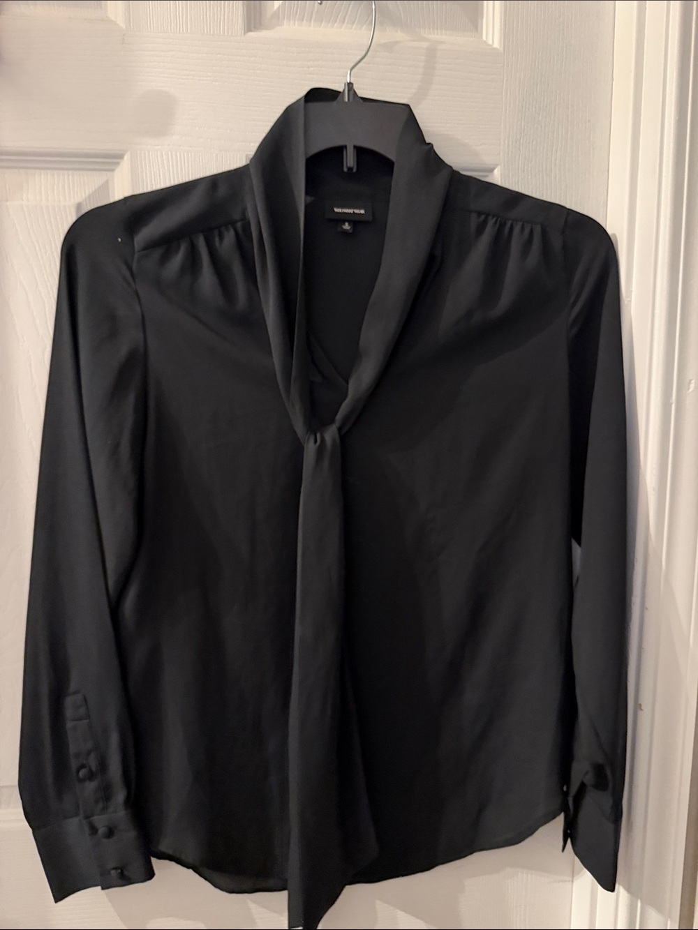 Worthington Black Tie-Neck Blouse